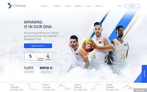 ETFinance Forex broker homepage